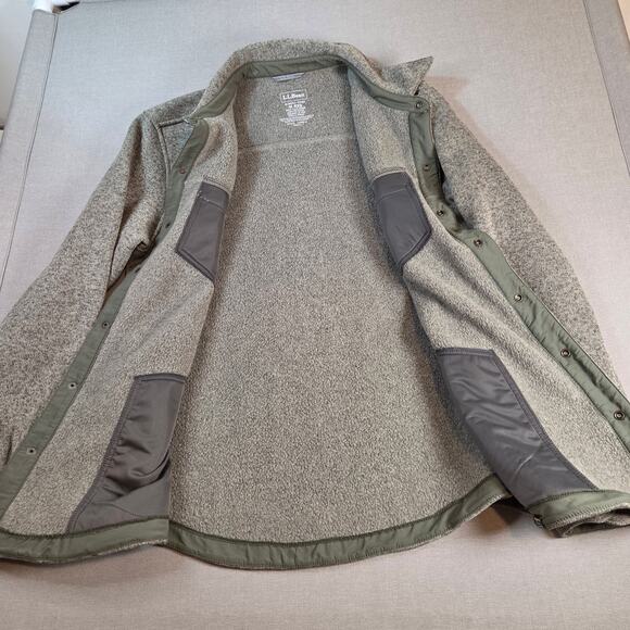 Sherpa Shacket L.L. Bean Men’s M Button Down Shirt Jacket Gray Fleece Lined - Picture 3 of 14